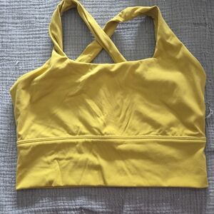 Cross-Back Yellow Longline Sports Bra